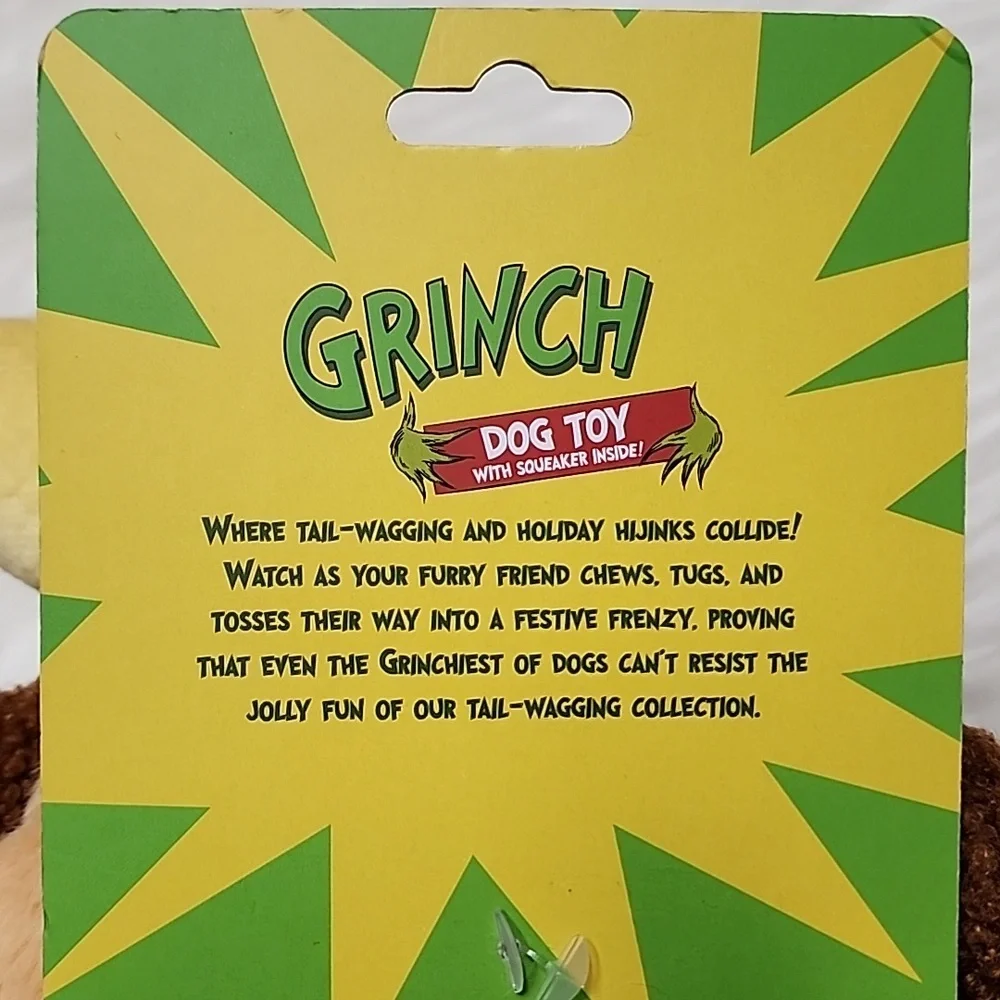 The Grinch Max Dog Plush Toy with Squeaker & Crinkle Sounds - New With Tags